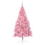vidaXL Brad de Crăciun cu lumini decorative cu coarde Roz 240 cm PVC