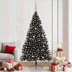 vidaXL Brad de Crăciun artificial Negru 210 cm PVC vidaXL Brad de Crăciun artificial Negru 210 cm PVC