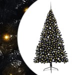 vidaXL Brad de Crăciun cu lumini decorative cu coarde Negru 240 cm PVC vidaXL Brad de Crăciun cu lumini decorative cu coarde Negru 240 cm PVC