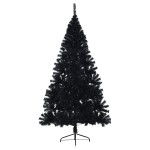 vidaXL Brad de Crăciun cu lumini decorative cu coarde Negru 240 cm PVC vidaXL Brad de Crăciun cu lumini decorative cu coarde Negru 240 cm PVC