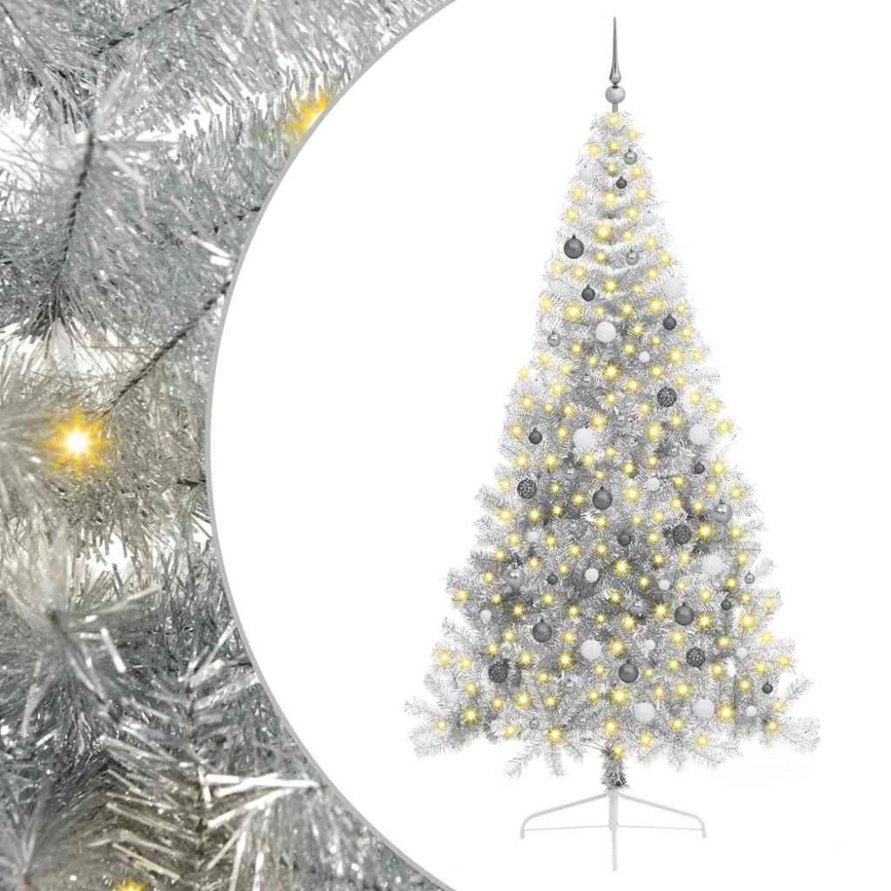 vidaXL Brad de Crăciun artificial Argintiu 240 cm PET
