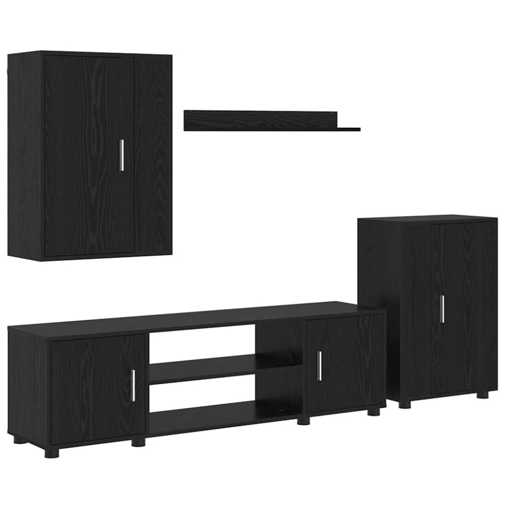 vidaXL Set de 4 piese pentru cabinet TV Pe perete 4 pcs Stejar negru