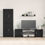 vidaXL Set de 4 piese pentru cabinet TV Pe perete 4 pcs Stejar negru vidaXL Set de 4 piese pentru cabinet TV Pe perete 4 pcs Stejar negru
