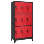 vidaXL Fișet, antracit și roșu, 90x45x180 cm, oțel vidaXL Fișet, antracit și roșu, 90x45x180 cm, oțel