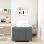 vidaXL Cadru de pat cu saltea Gri închis 90 x 190 cm țesătură