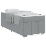 vidaXL Cadru de pat cu saltea Gri deschis 90 x 200 cm țesătură