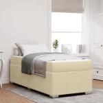 vidaXL Cadru de pat cu saltea Crem 90 x 200 cm țesătură
