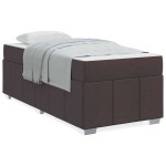 vidaXL Cadru de pat cu saltea Maro închis 100 x 200 cm țesătură