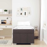 vidaXL Cadru de pat cu saltea Maro închis 100 x 200 cm țesătură