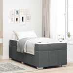 vidaXL Cadru de pat cu saltea Gri închis 120 x 190 cm țesătură