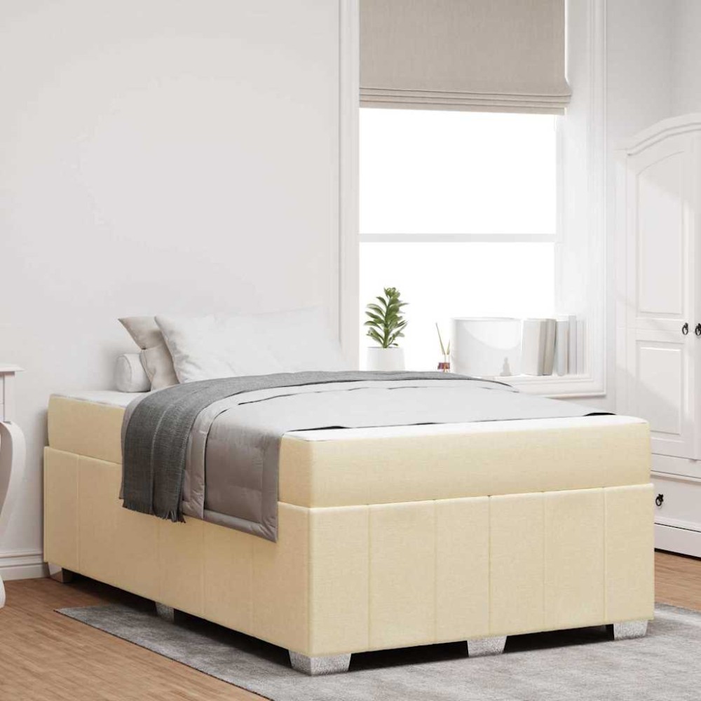 vidaXL Cadru de pat cu saltea Crem 120 x 190 cm țesătură