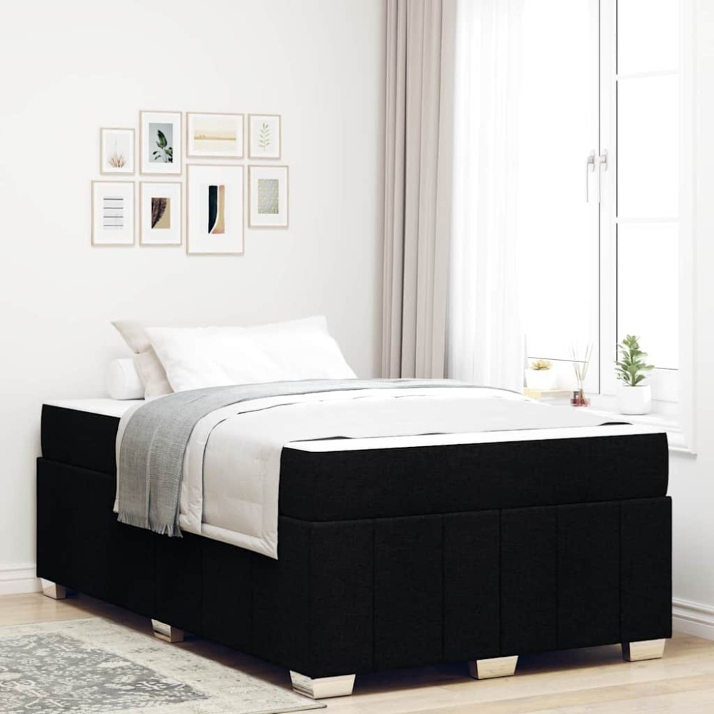 vidaXL Cadru de pat cu saltea Negru 120 x 200 cm țesătură