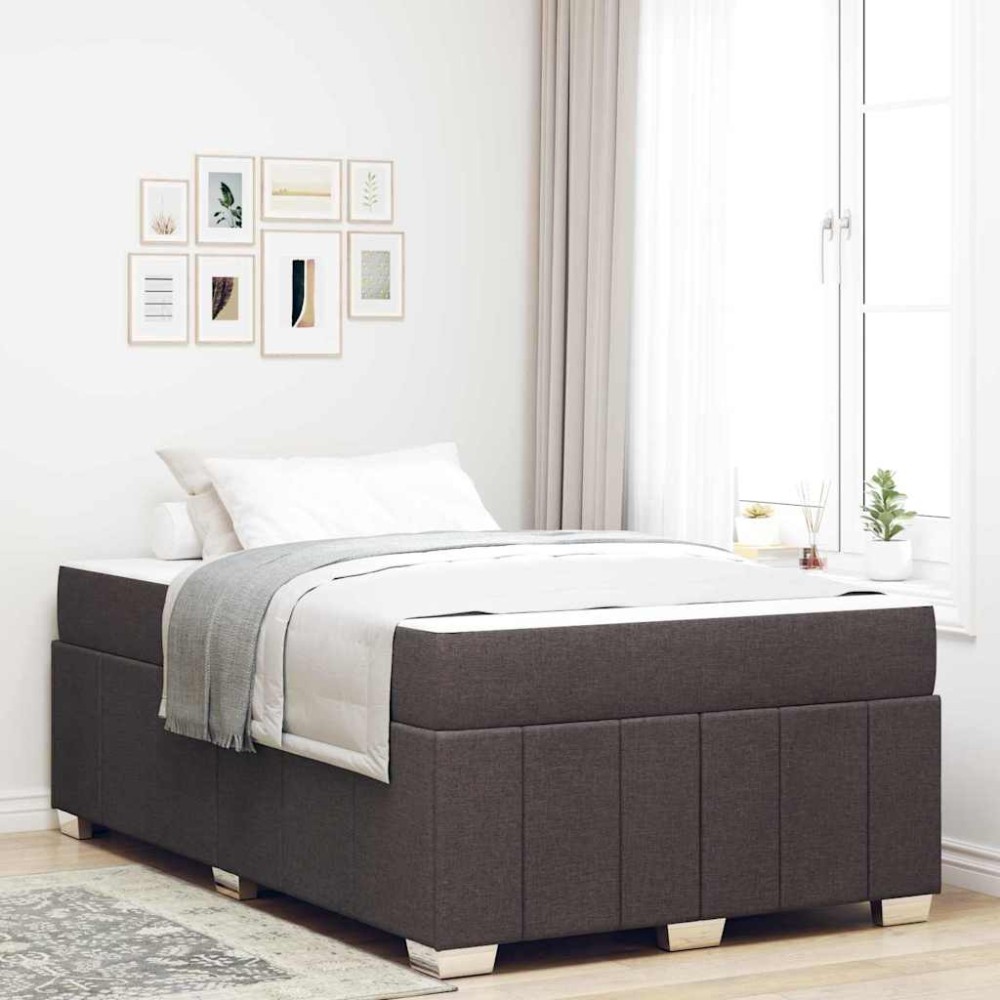 vidaXL Cadru de pat cu saltea Maro închis 120 x 200 cm țesătură