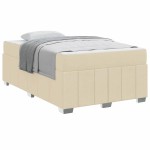 vidaXL Cadru de pat cu saltea Crem 120 x 200 cm țesătură