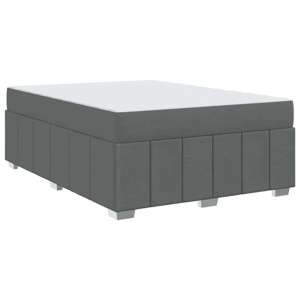 vidaXL Cadru de pat cu saltea Gri închis 140 x 200 cm țesătură
