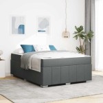 vidaXL Cadru de pat cu saltea Gri închis 140 x 200 cm țesătură