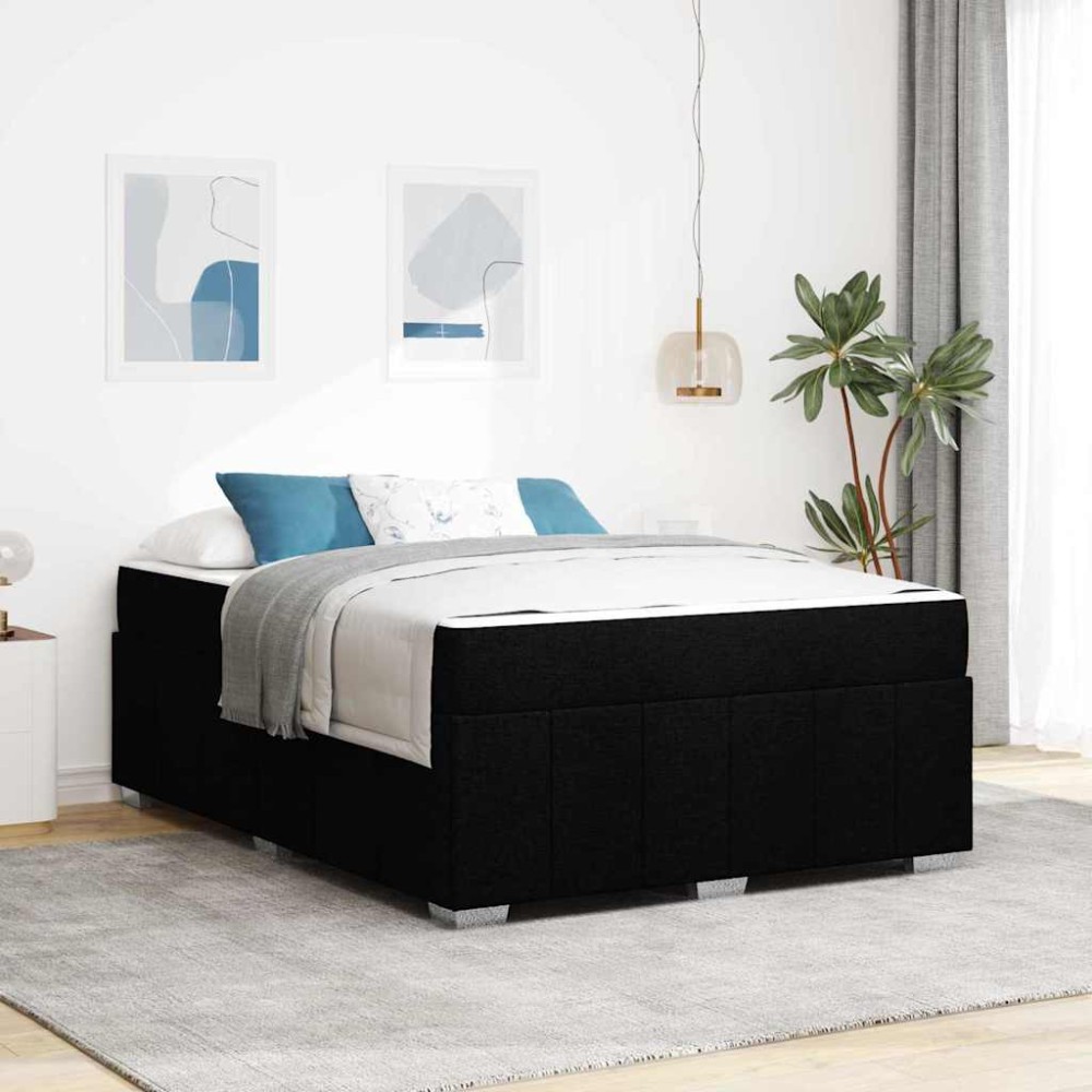 vidaXL Cadru de pat cu saltea Negru 140 x 200 cm țesătură