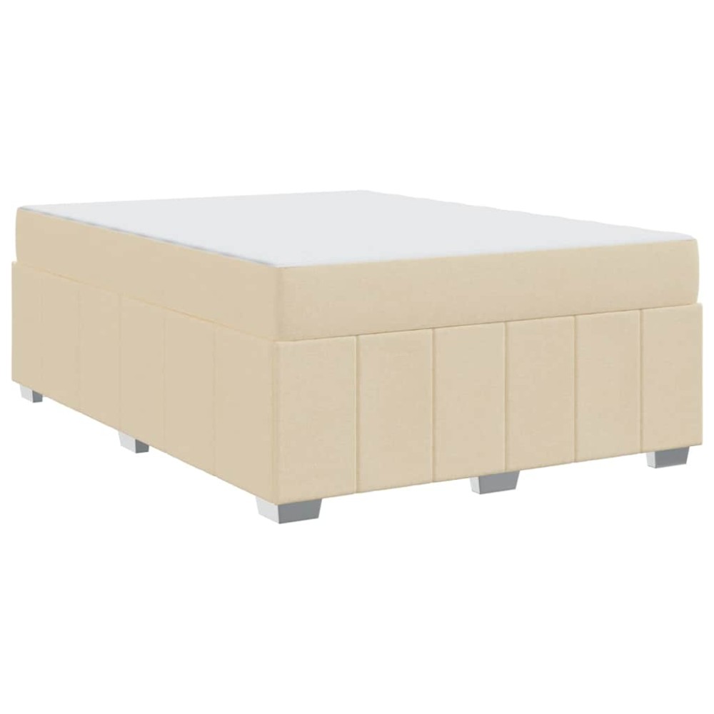 vidaXL Cadru de pat cu saltea Crem 140 x 200 cm țesătură