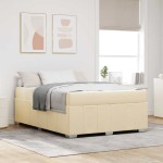 vidaXL Cadru de pat cu saltea Crem 140 x 200 cm țesătură