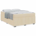 vidaXL Cadru de pat cu saltea Crem 140 x 200 cm țesătură