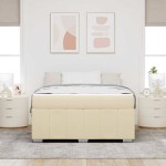 vidaXL Cadru de pat cu saltea Crem 140 x 200 cm țesătură