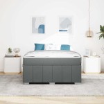 vidaXL Cadru de pat cu saltea Gri închis 160 x 200 cm țesătură