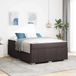 vidaXL Cadru de pat cu saltea Maro închis 160 x 200 cm țesătură