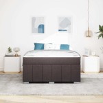 vidaXL Cadru de pat cu saltea Maro închis 160 x 200 cm țesătură