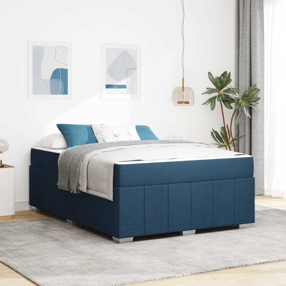 vidaXL Cadru de pat cu saltea albastru 160 x 200 cm țesătură