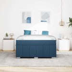 vidaXL Cadru de pat cu saltea albastru 160 x 200 cm țesătură