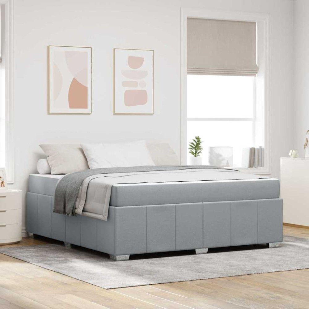 vidaXL Cadru de pat cu saltea Gri deschis 180 x 200 cm țesătură