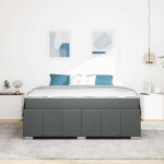 vidaXL Cadru de pat cu saltea Gri închis 180 x 200 cm țesătură