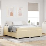 vidaXL Cadru de pat cu saltea Crem 180 x 200 cm țesătură