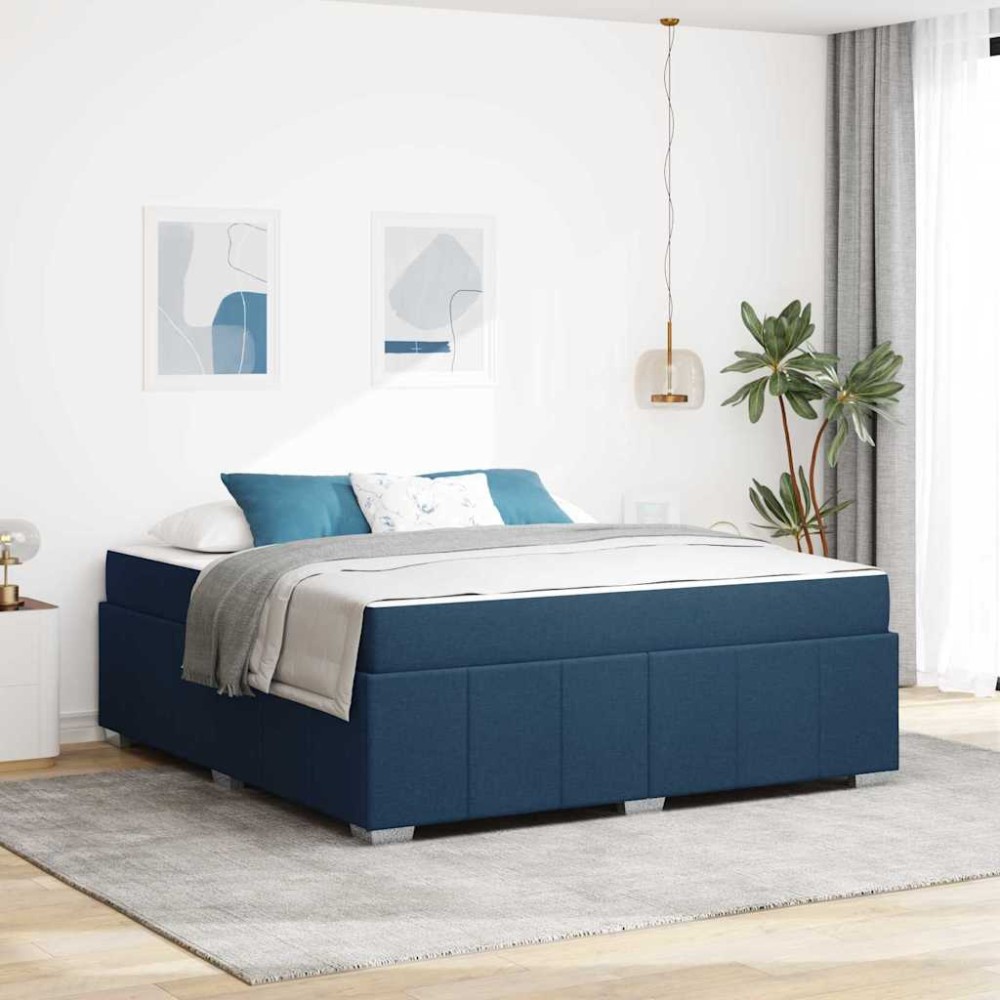 vidaXL Cadru de pat cu saltea albastru 180 x 200 cm țesătură