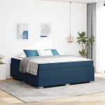 vidaXL Cadru de pat cu saltea albastru 180 x 200 cm țesătură