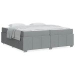 vidaXL Cadru de pat cu saltea Gri deschis 200 x 200 cm țesătură