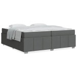 vidaXL Cadru de pat cu saltea Gri închis 200 x 200 cm țesătură
