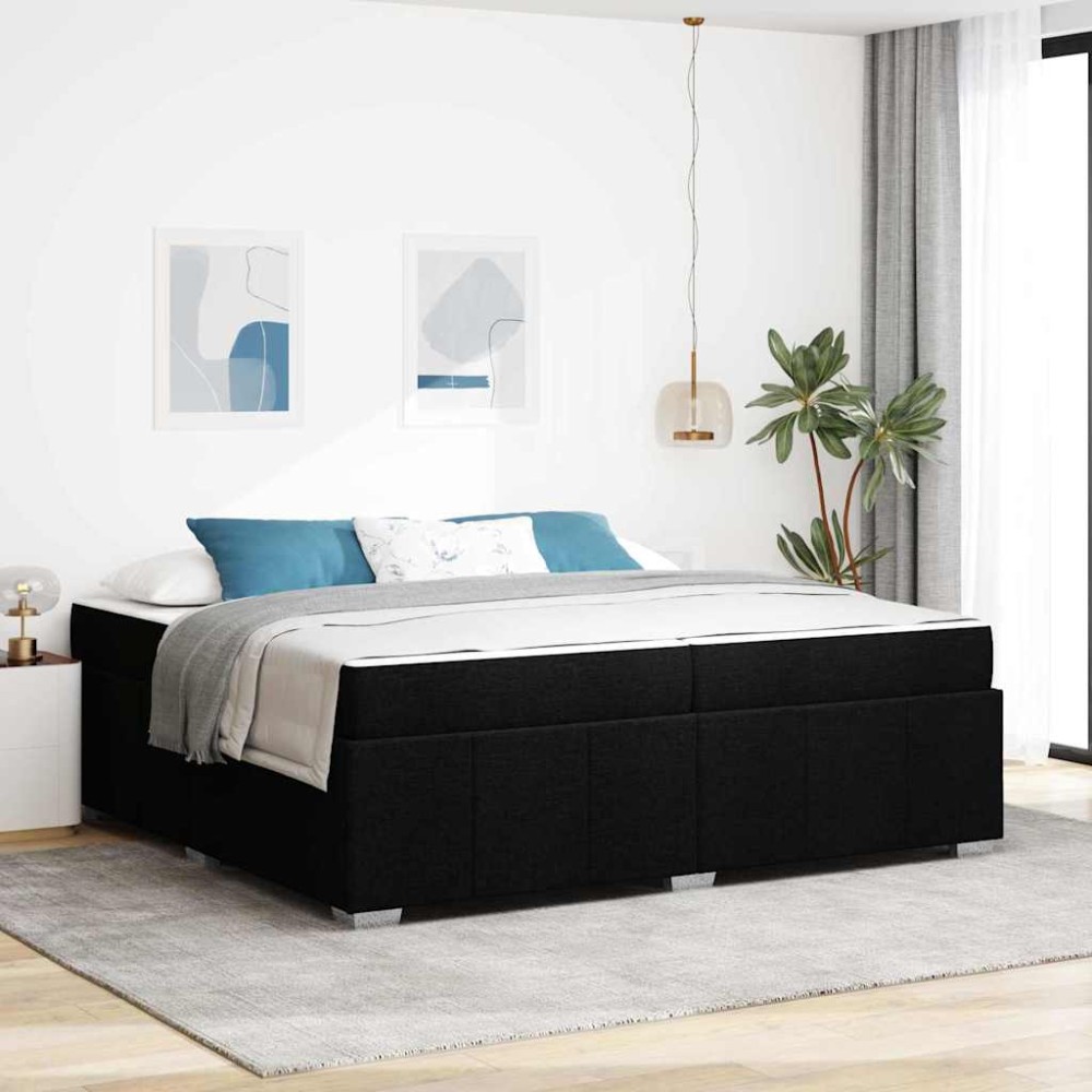 vidaXL Cadru de pat cu saltea Negru 200 x 200 cm țesătură