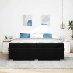 vidaXL Cadru de pat cu saltea Negru 200 x 200 cm țesătură