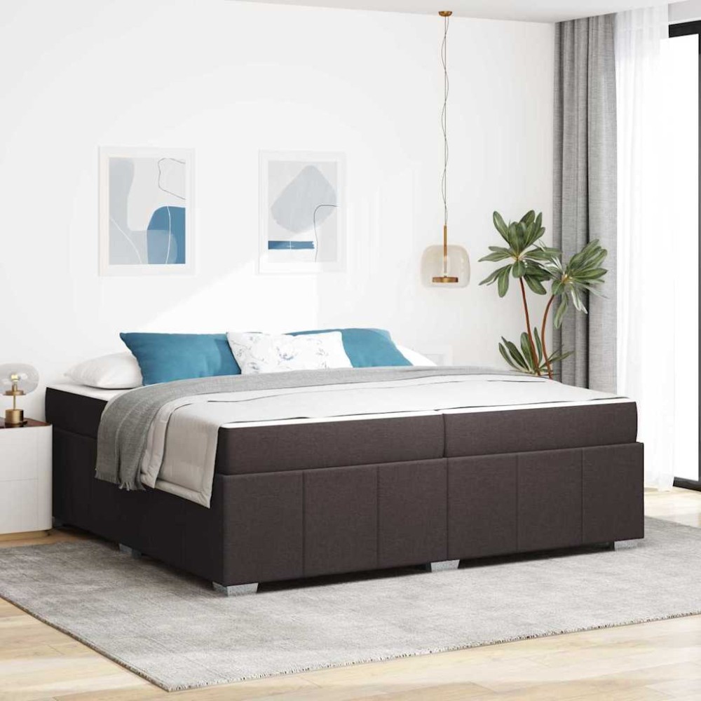 vidaXL Cadru de pat cu saltea Maro închis 200 x 200 cm țesătură