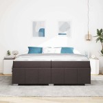 vidaXL Cadru de pat cu saltea Maro închis 200 x 200 cm țesătură
