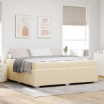 vidaXL Cadru de pat cu saltea Crem 200 x 200 cm țesătură