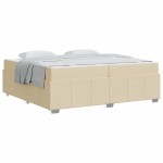 vidaXL Cadru de pat cu saltea Crem 200 x 200 cm țesătură