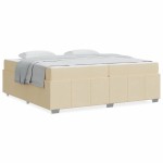 vidaXL Cadru de pat cu saltea Crem 200 x 200 cm țesătură