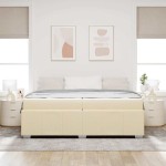 vidaXL Cadru de pat cu saltea Crem 200 x 200 cm țesătură