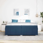 vidaXL Cadru de pat cu saltea albastru 200 x 200 cm țesătură