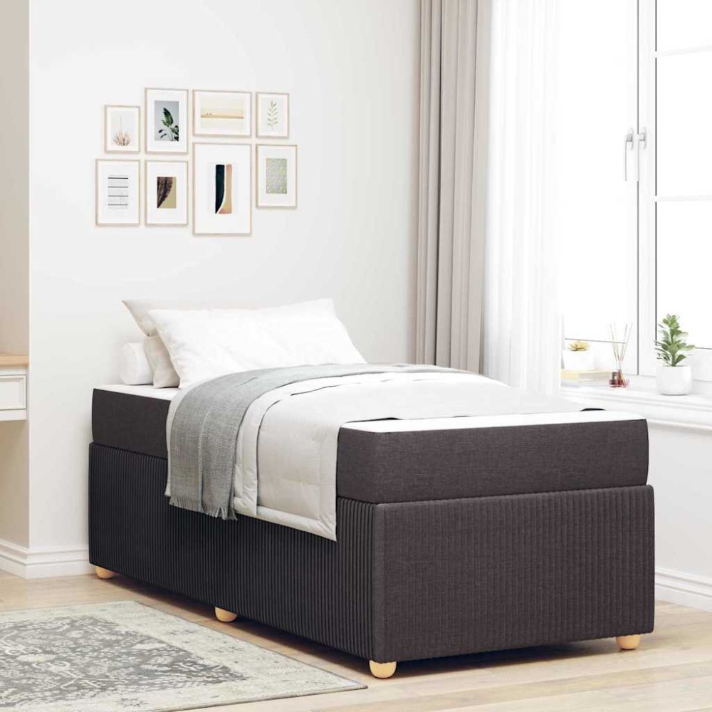 vidaXL Cadru de pat cu saltea Maro închis 80 x 200 cm țesătură