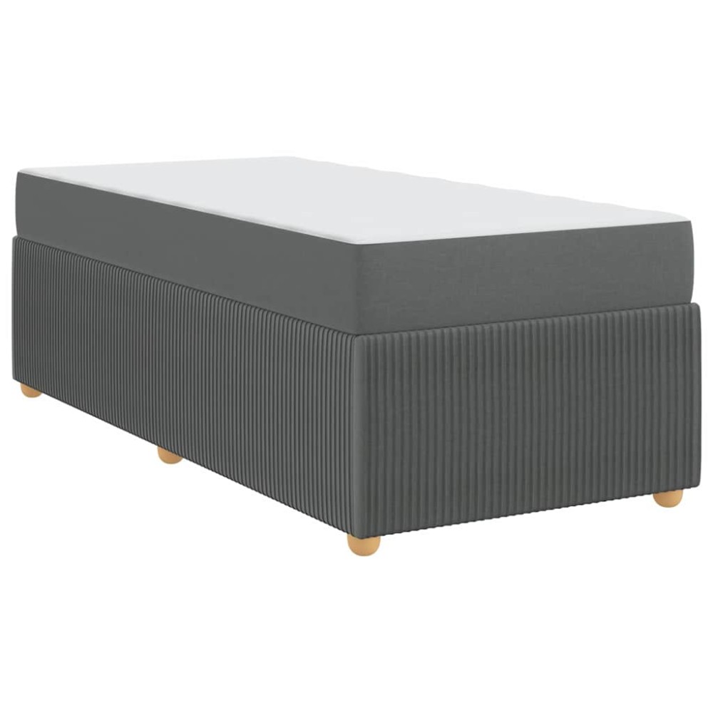 vidaXL Cadru de pat cu saltea Gri închis 90 x 190 cm țesătură