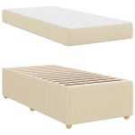 vidaXL Cadru de pat cu saltea Crem 90 x 190 cm țesătură