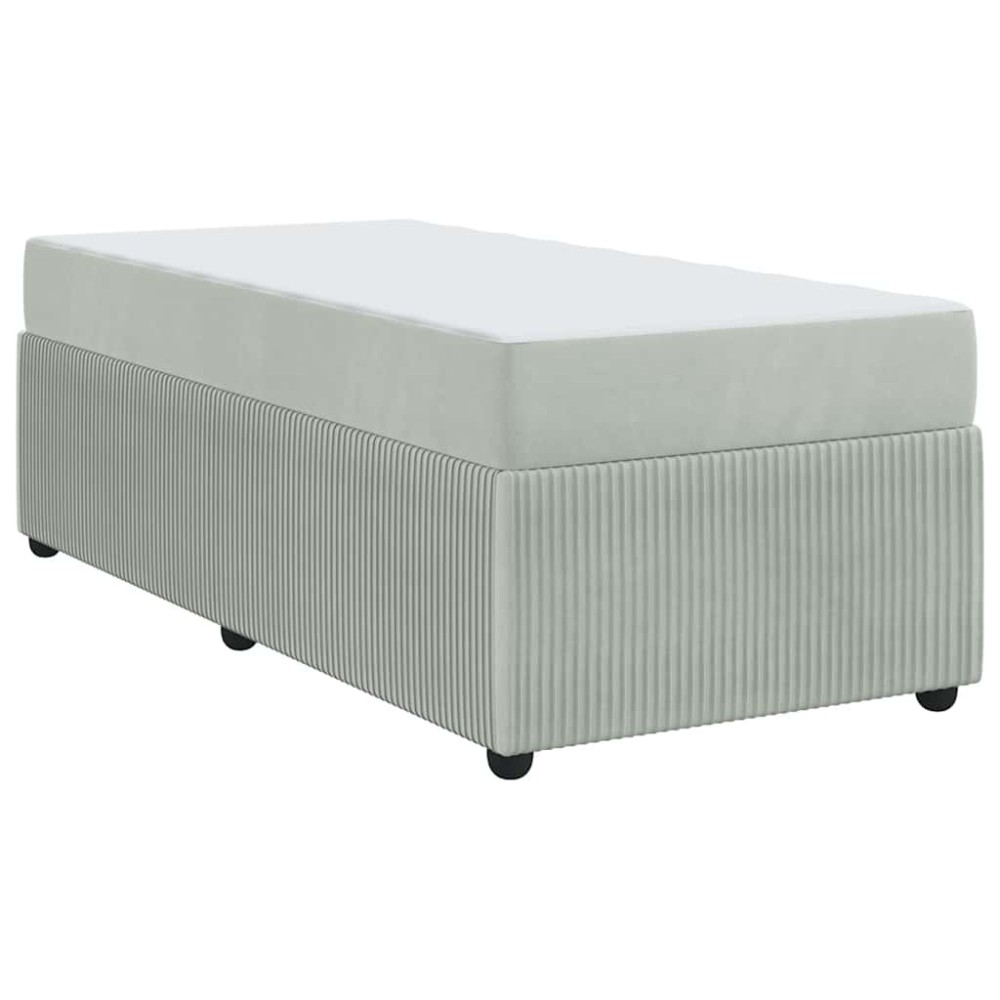vidaXL Cadru de pat cu saltea Gri deschis 90 x 190 cm Catifea